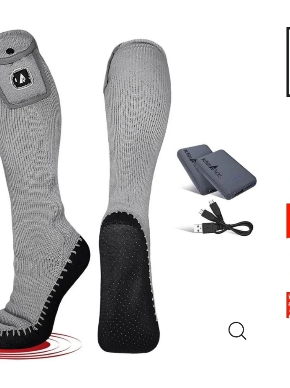 Actionheat Heated Rechargeable Grey Men's House Socks